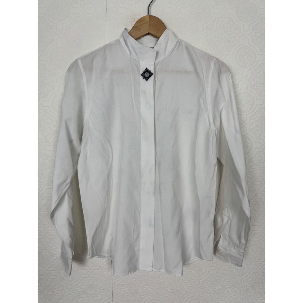 Pendleton White Western Riding Show Shirt Size 6 Equestrian‎ High Collar Blouse